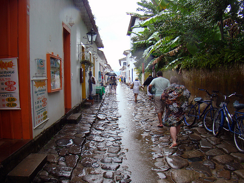 Paraty in the rain, photo by Rodrigo Soldon / Flickr Creative Commons License.
