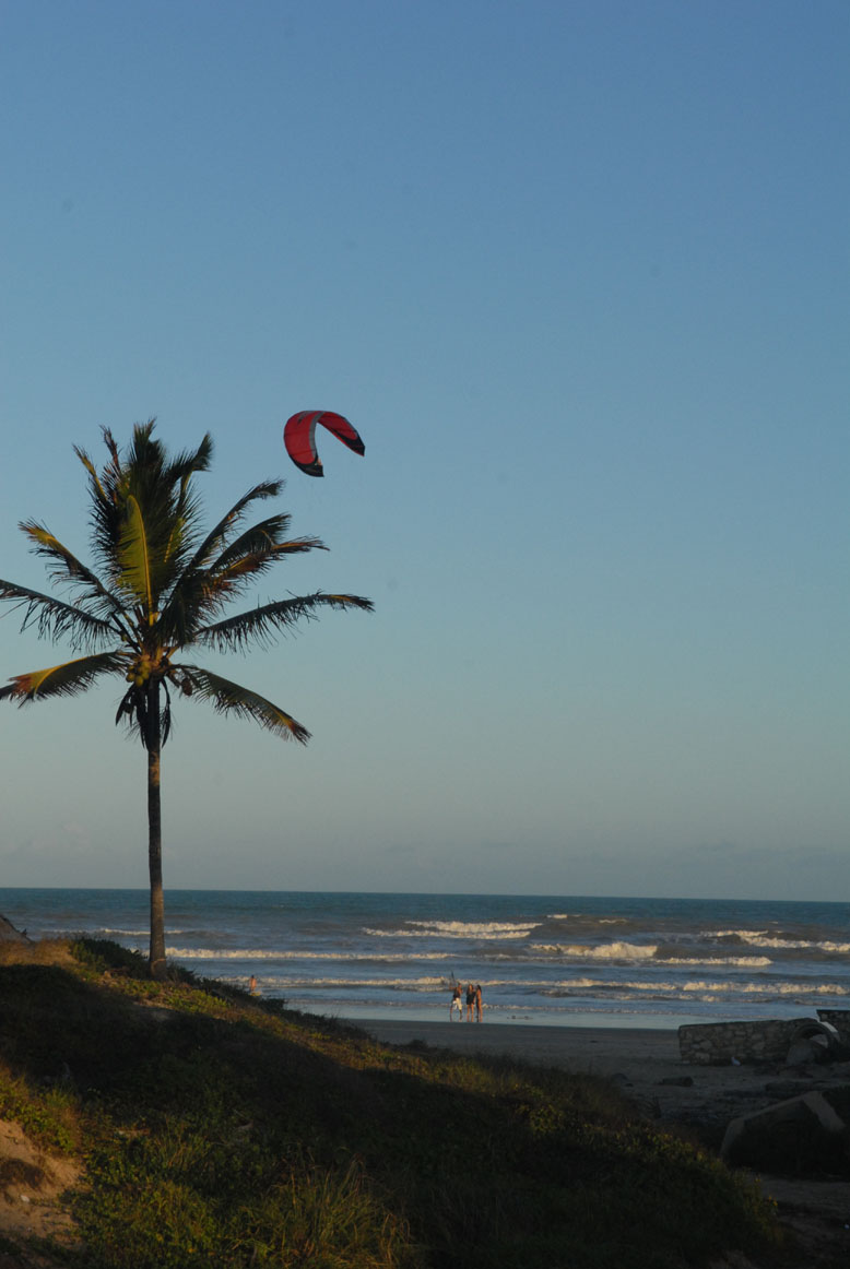 Gentle waves and constant wind make kite surfing is a popular sport in Aracaju, photo by Amy Skalmusky