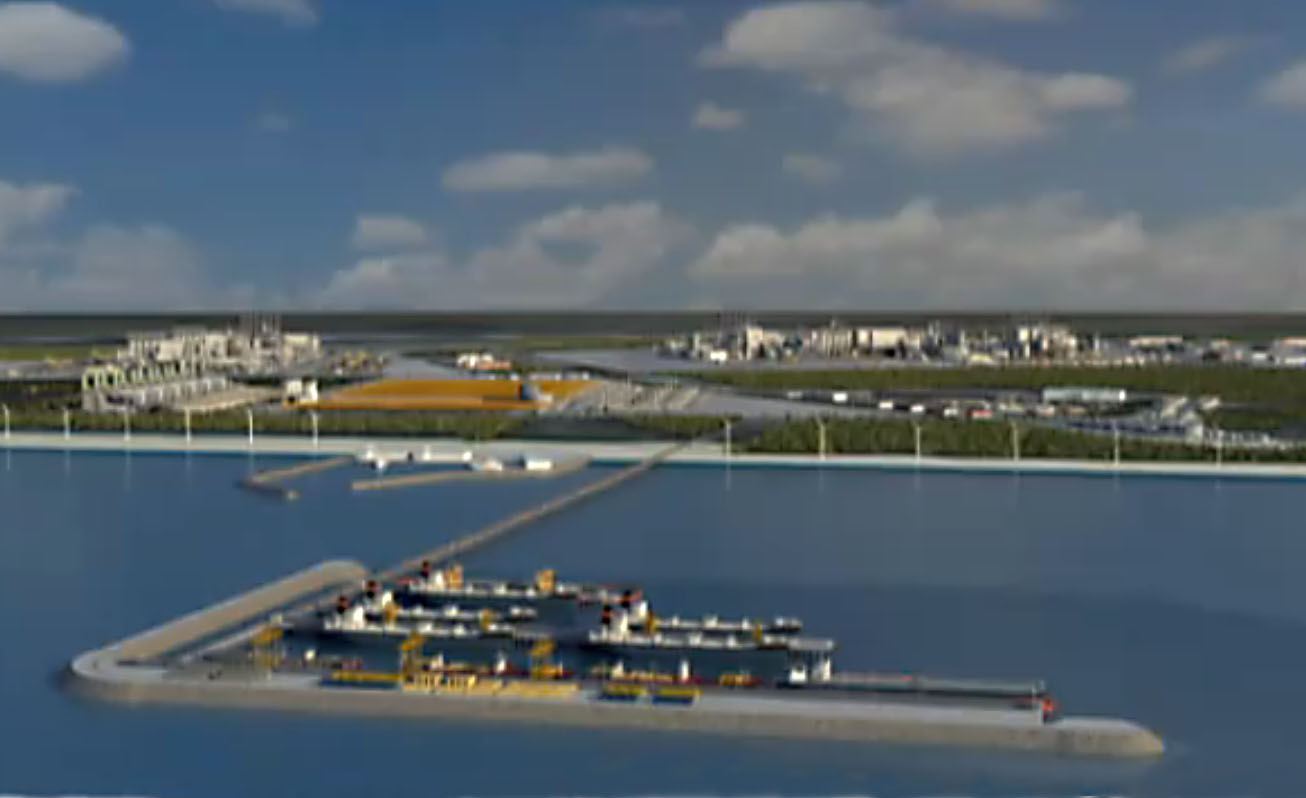 The Superporto do Açu is a US$ 1.6 billion port industrial complex project in the north of Rio, image recreation.