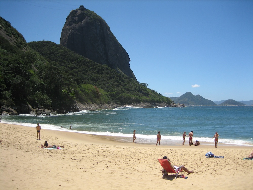 A quiet beach under Sugarloaf in Rio's elite Urca