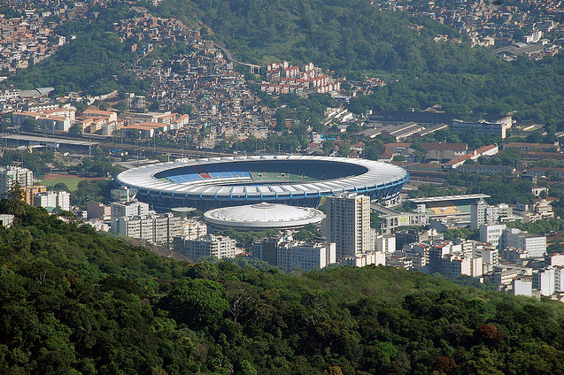 Maracanã Stadium flanked by favela, Rio de Janeiro, Brazil, Olympics, World Cup, News