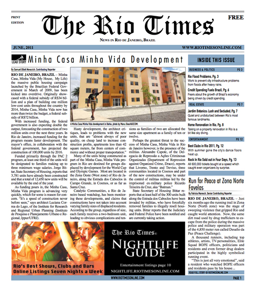 Front page of the June issue, The Rio Times Print Edition, Rio de Janeiro, Brazil, News