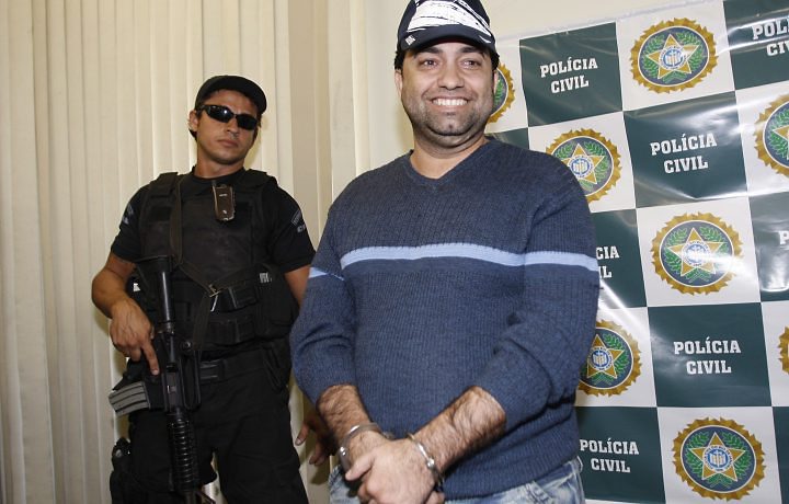 Ex-Military Police Ricardo Teixeira da Cruz aka militia leader Batman at his arrest in 2009, image recreation