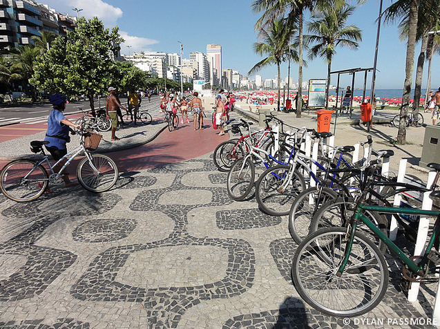 The beginning of the bike path in Leblon, which stretches all the way past Ipanema and Copacabana beaches, Rio de Janeiro, Brazil, News