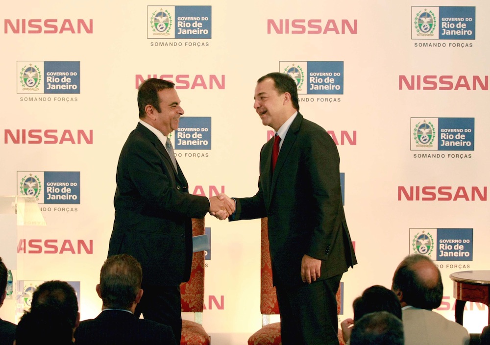 Rio Governor Sergio Cabral and Carlos Ghosn celebrate plans for a new Nissan factory in the State of Rio de Janeiro, Brazil News