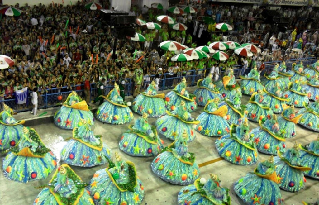 The colorfull costumes of Porto da Pedra performing at Rio Carnival 2011. Rio de Janeiro, Brazil, News