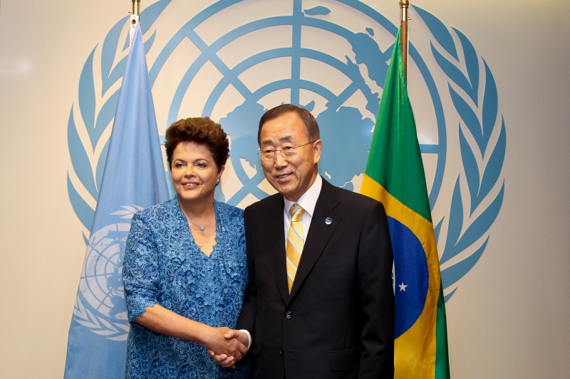 Brazilian President Dilma Rousseff with UN Secretary General Ban Ki-Moon, Roberto Stuckert Filho/Presidência da República.