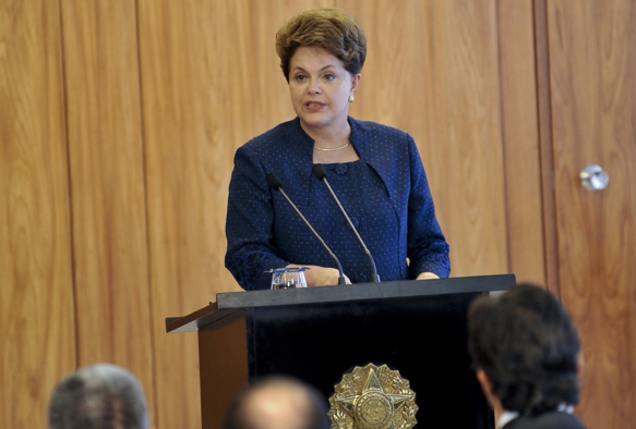 President Rousseff speaking at a ceremony in December with the Prime Minster of France François Fillon