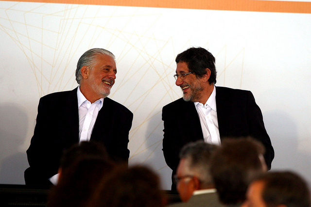 Bahia governor Jaques Wagner and former Petrobras president José Sérgio Gabrielli at the launch of a Petrobras cultural program in 2010, photo Manu Dias, AGECOM/ Flickr Creative Commons License.