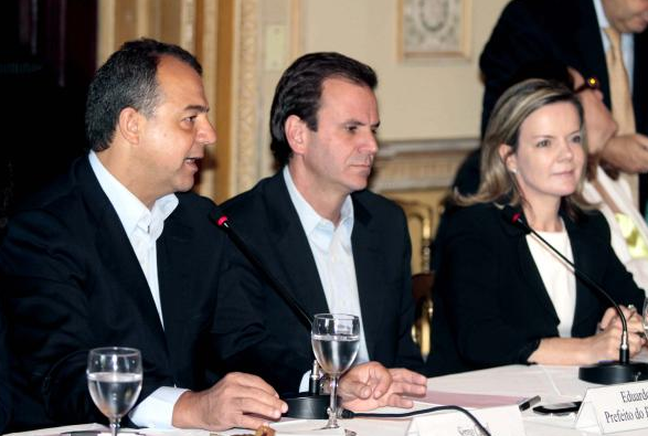 Governer Sérgio Cabral, Mayor Eduardo Paes and Chief of Staff, Gleisi Hoffmann meeting on the preparation for Rio+20, Rio de Janeiro, Brazil News