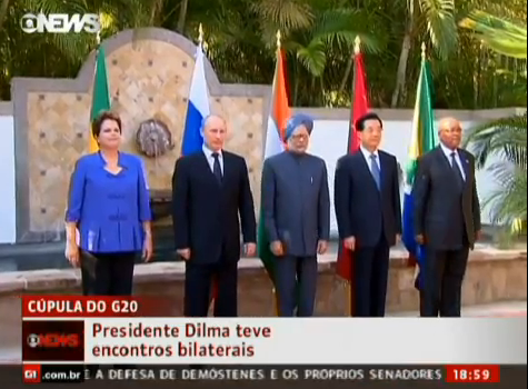 President Dilma Rousseff in Mexico for the 7th G-20 summit, seen here with other BRICS leaders, Brazil News