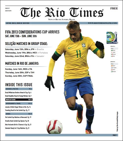 Front page of The Rio Times June 2013 Print Edition