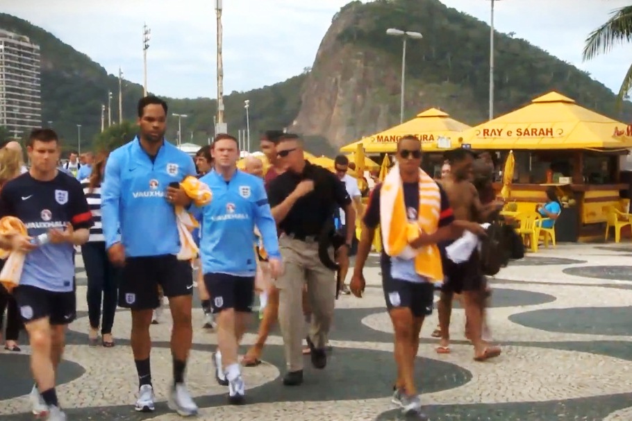 The England National Football Team in Copacabana, image recreation.