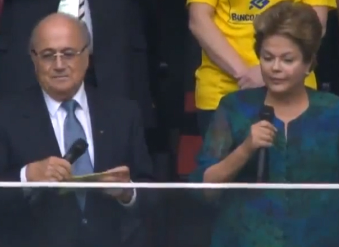 Brazilian President Dilma Rousseff and FIFA President Sepp Blatter Opening the 2013 FIFA Confederations Cup in Brasilia