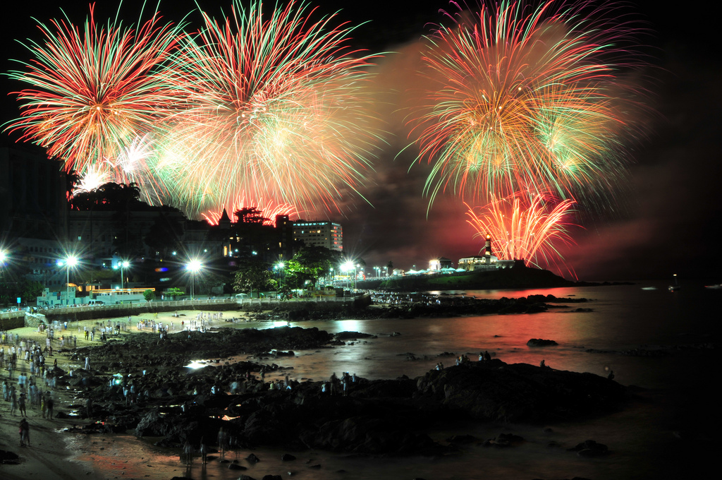 Firework light up the sky in Forro da Barra in Salvador, Brazil News