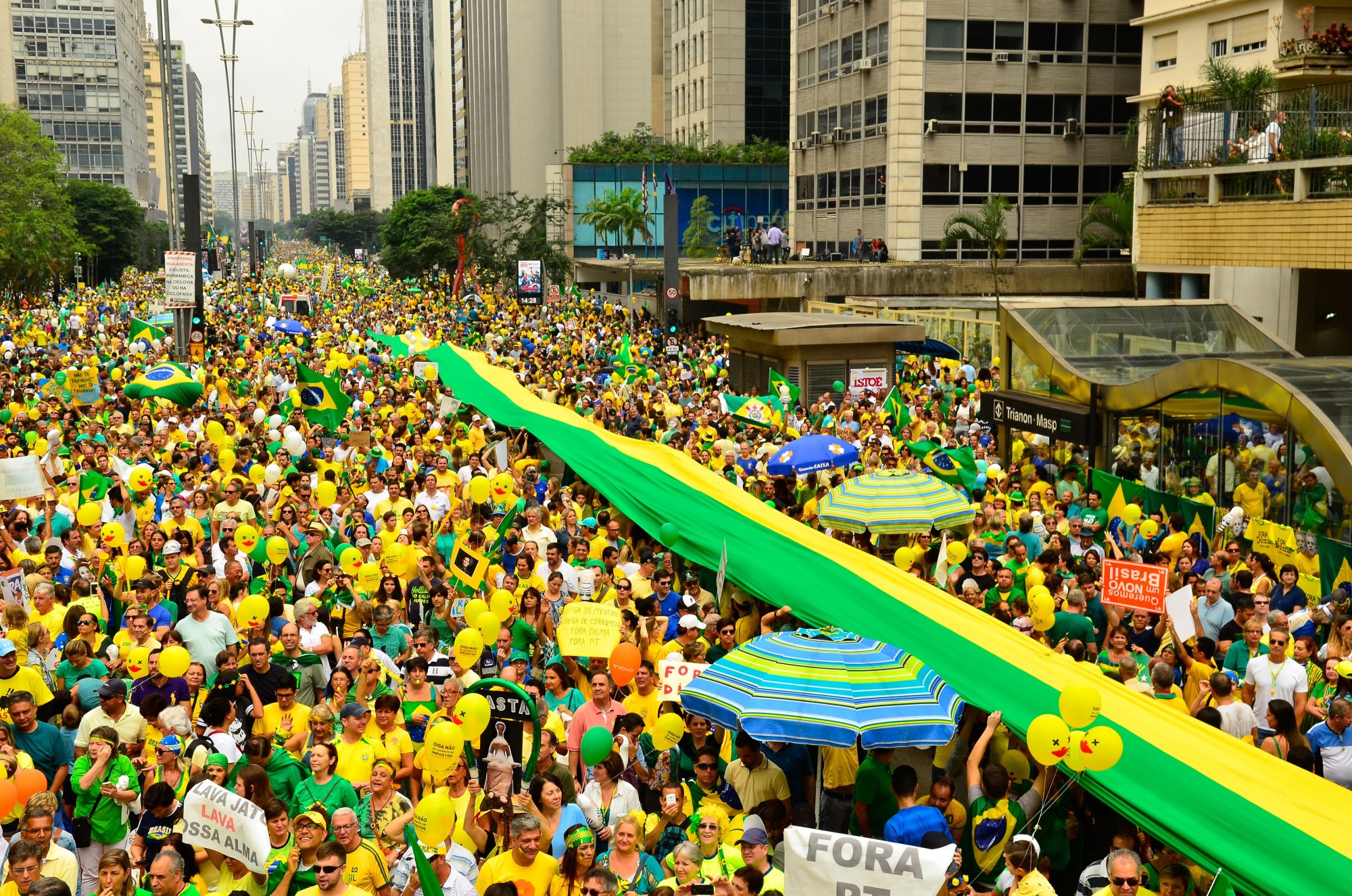 Brazil, São Paulo, Protests like these in São Paulo took over one million to the streets against corruption