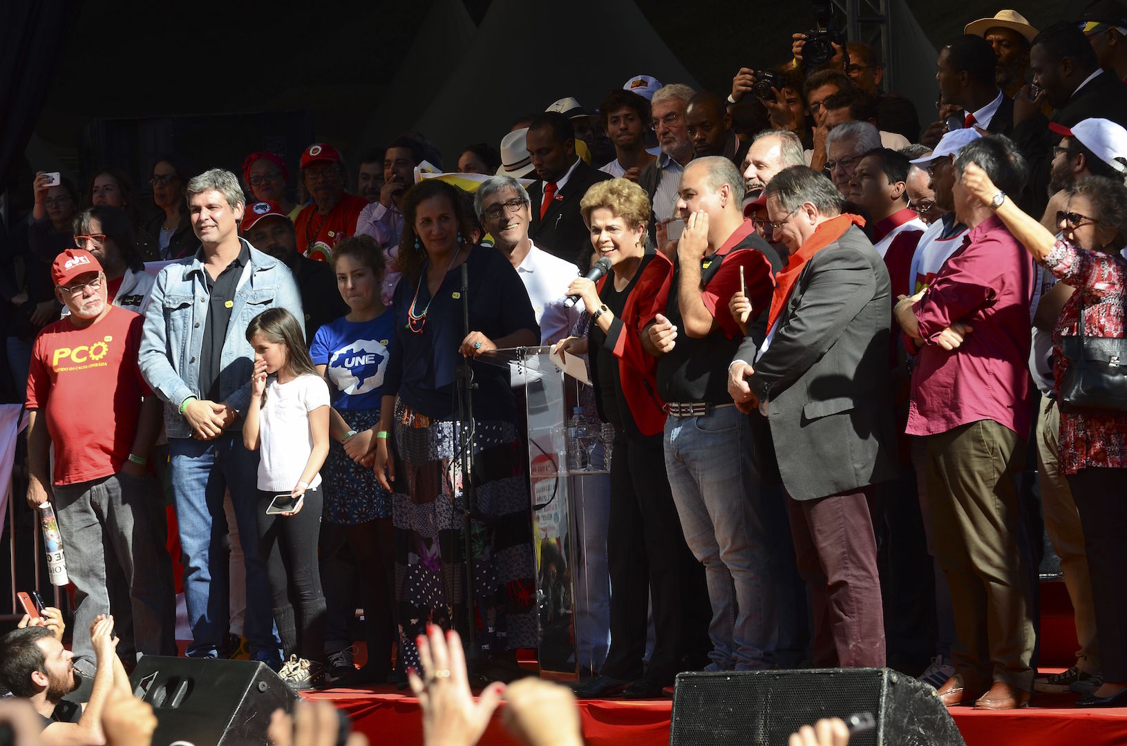 Brazil, São Paulo, Rousseff,President Dilma Rousseff speaks to a crowd at one of the May 1st rallies in São Paulo,