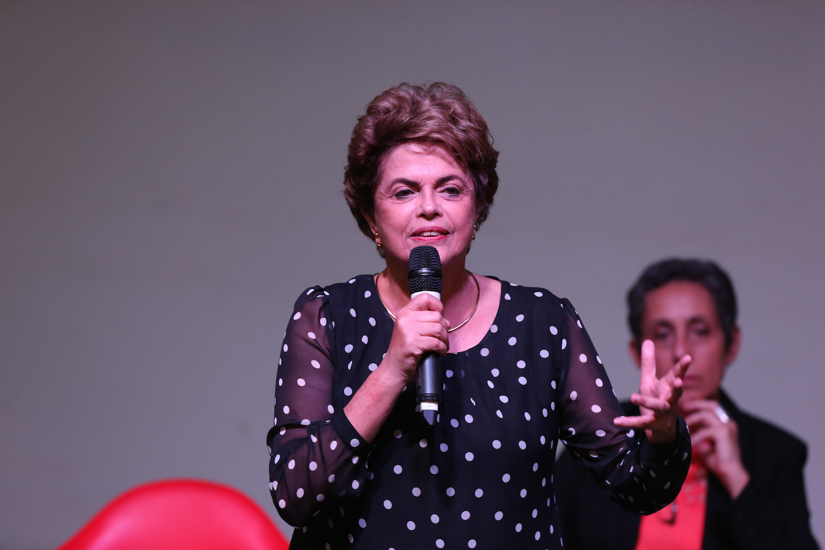 Brazil,Dilma Rousseff speaks at an event after being suspended from the presidency,