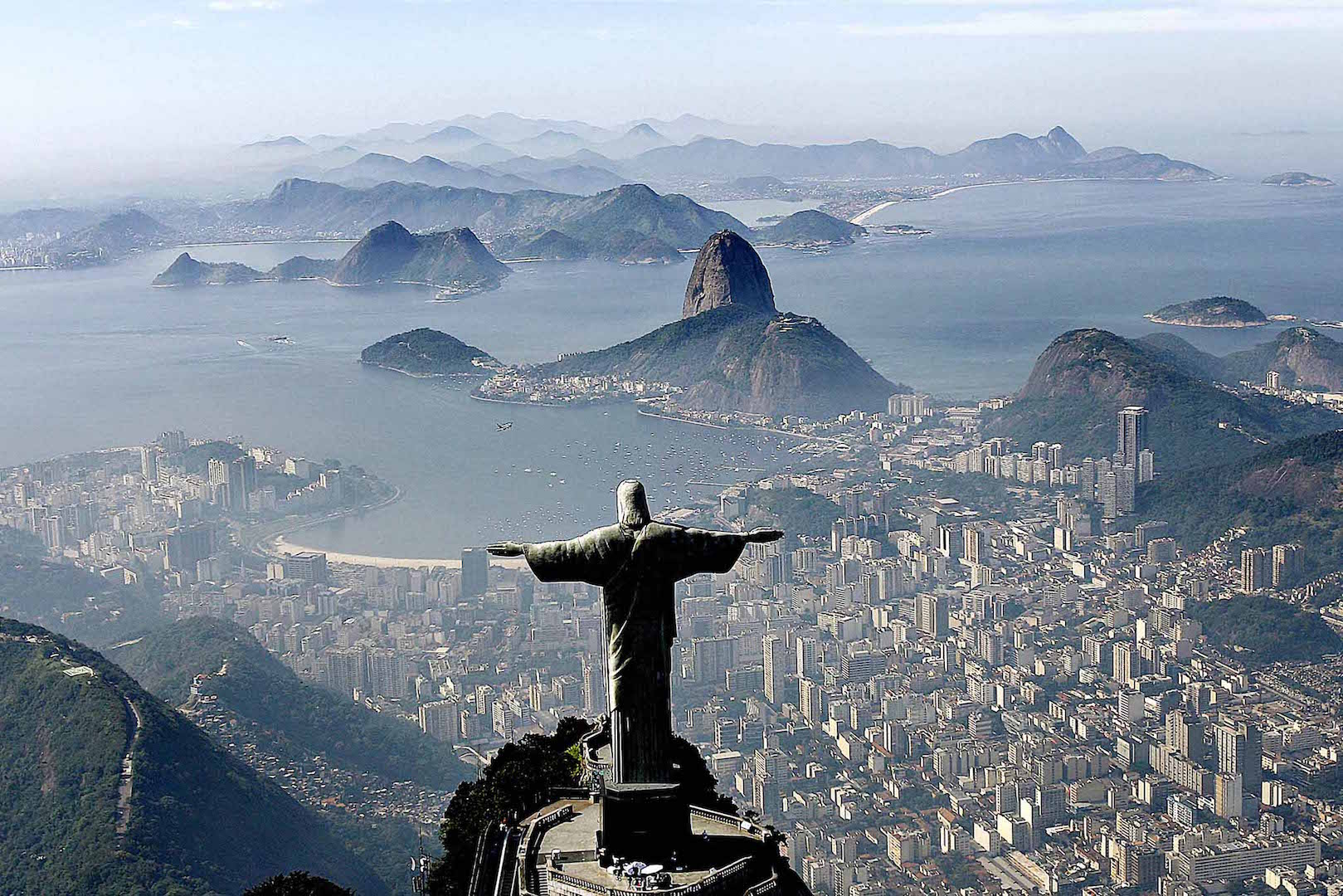 Brazil,Christ the Redeemer and Sugarloaf Mountain in the back are two of the landmarks in Rio with extra security measures during the Olympics,