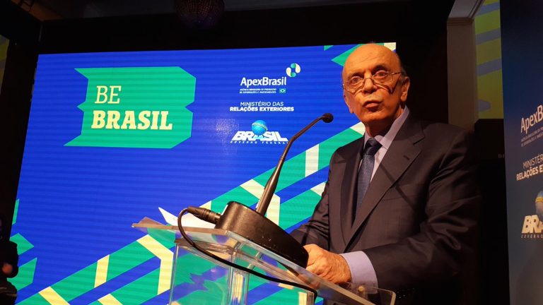 Brazil,Brazil's Foreign Relations Minister, Jose Serra, speaks during launch of Be Brasil campaign,