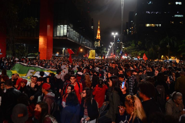 São Paulo,Groups gather at Avenida Paulista to protest impeachment of Dilma Rousseff