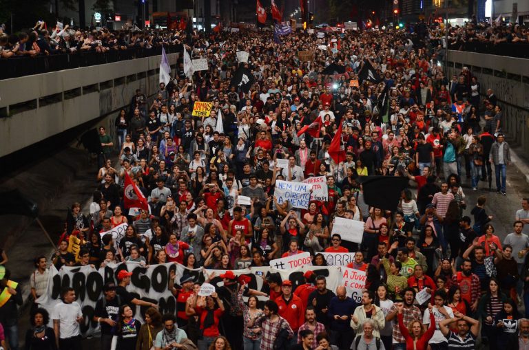 Brazil,Thousands protest in São Paulo against President Temer,