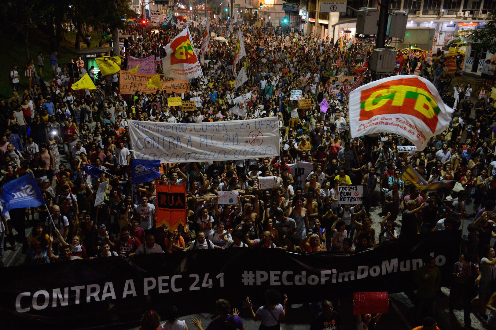 Brazil, Rio de Janeiro,Protesters in Rio de Janeiro against Constitutional Amendment PEC 241