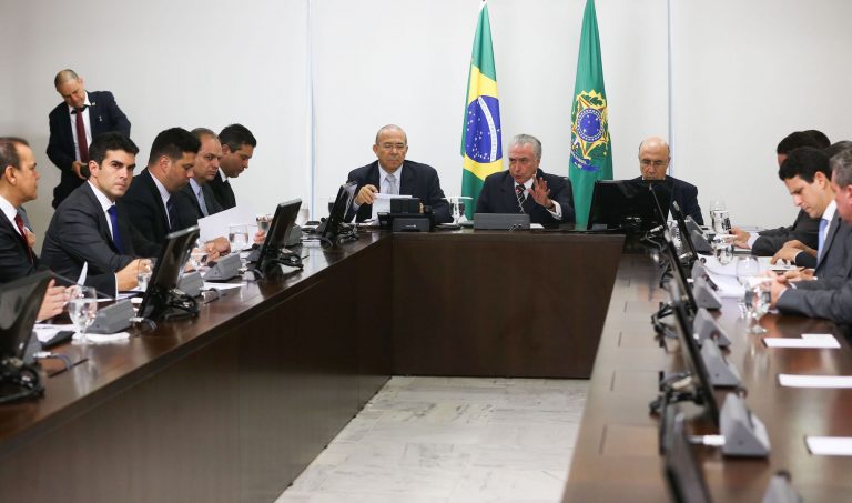 Brazil, Brasilia,President Michel Temer meets with cabinet members to discuss unfinished works throughout the country,