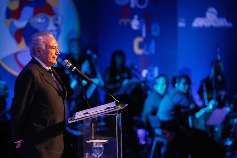Brazil, Brasilia,President Michel Temer during cultural award ceremony