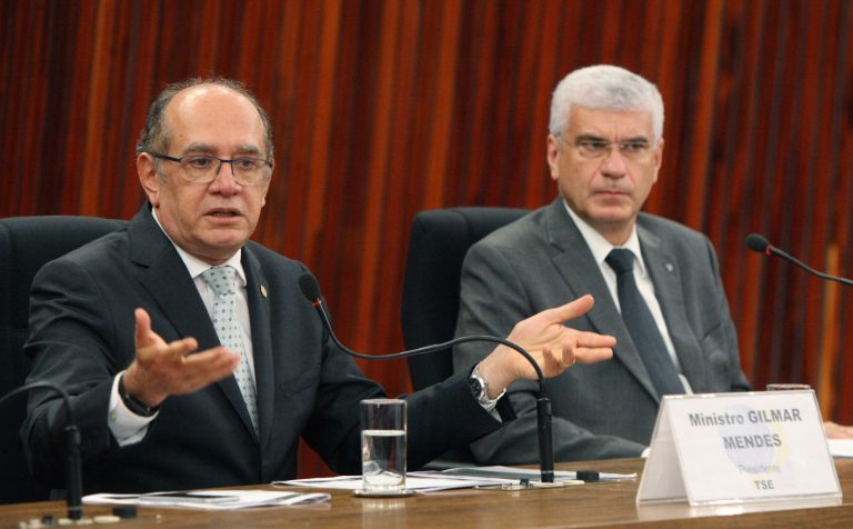 Brazil, Brasilia,TSE President, Gilmar Mendes and IRS secretary, Jorge Rachid during press conference on Monday,