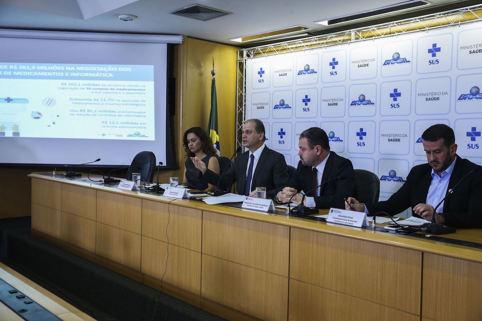 Health Minister Ricardo Barros,tells reporters during press conference on Monday that combating Aedes aegypti mosquito is a top priority,, Brazil, Brasilia,