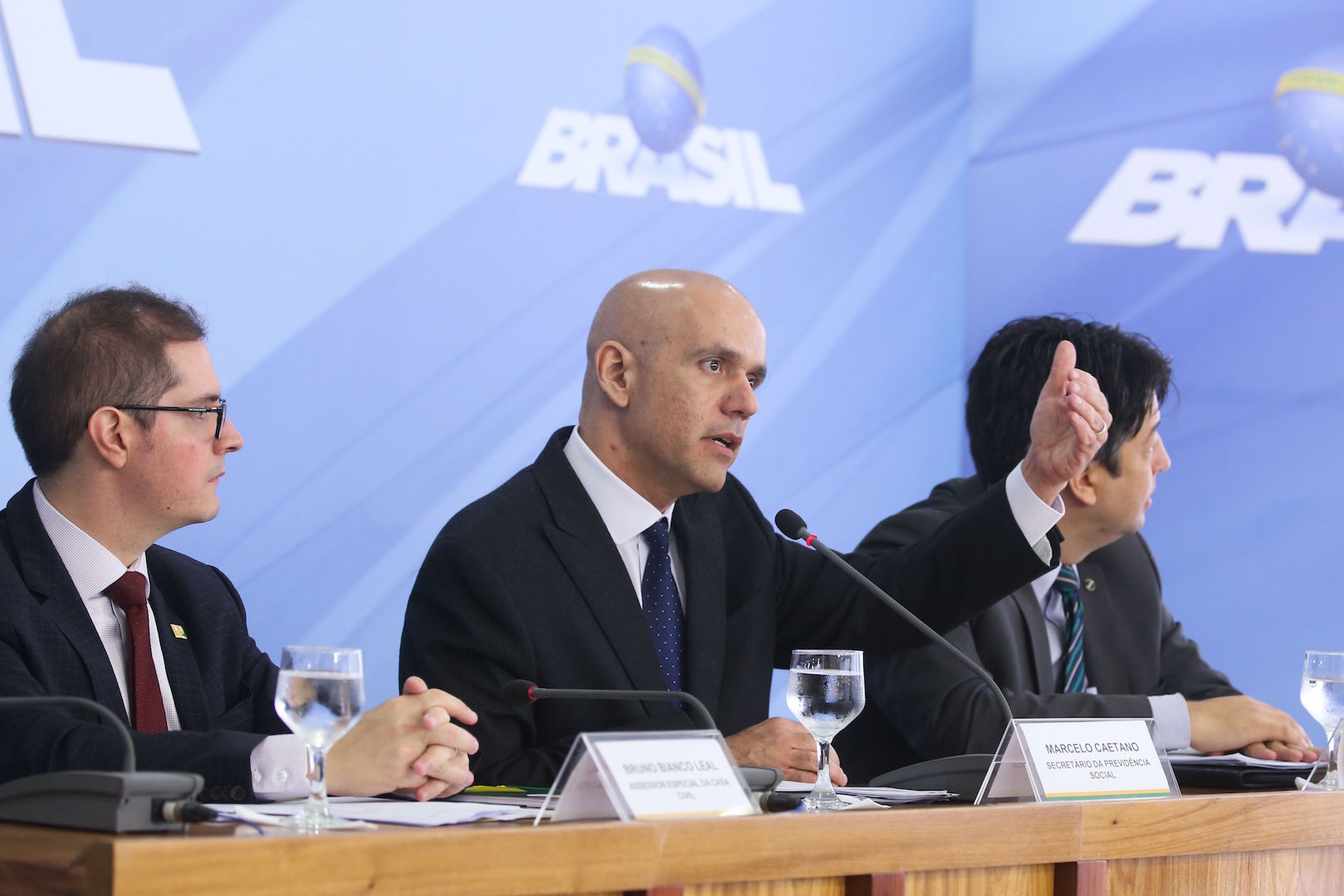 Brazil, Brasilia,Social Security Secretary, Marcelo Caetano, during a press conference to explain the new pension reform bill,