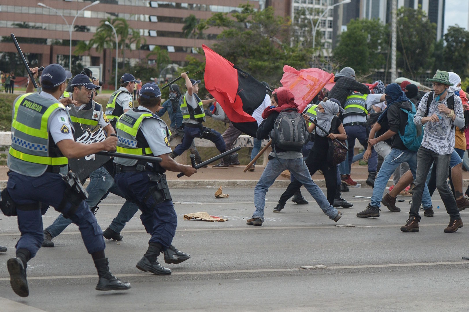Brazil, Brasilia,Protest against spending cap bill turns violent in Brasilia