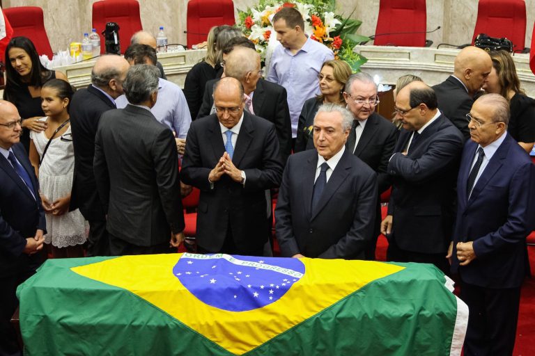 Brazil, Porto Alegre,President Temer, along with other officials, attends Justice Teori Zavascki's wake