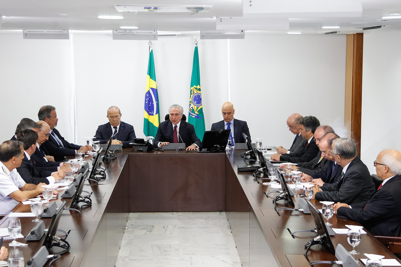 Brazil,Brazilian President Michel Temer meets with his cabinet to discuss the country's security system