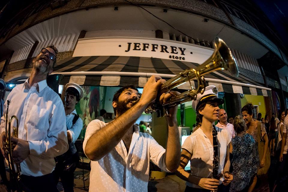 Musicians play at Jeffrey's weekly Saturday music event, photo by Jeffrey Special Products.