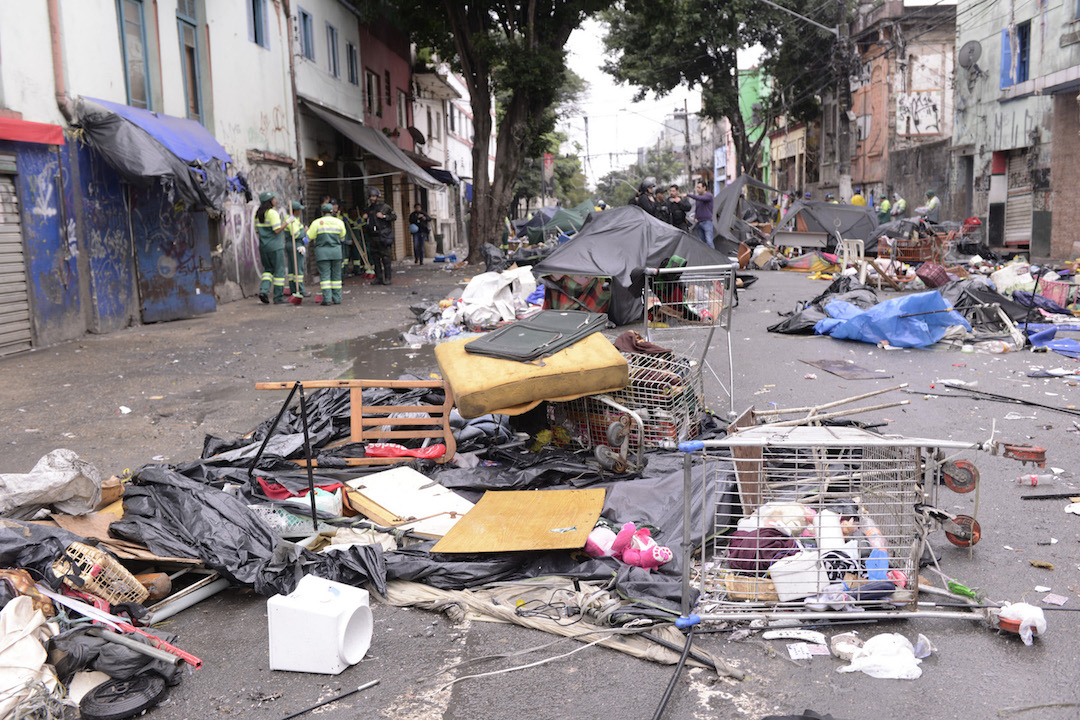 Brazil, São Paulo,São Paulo's Cracolandia region after police operations took away hundreds of homeless and drug-dependent people living in the area,