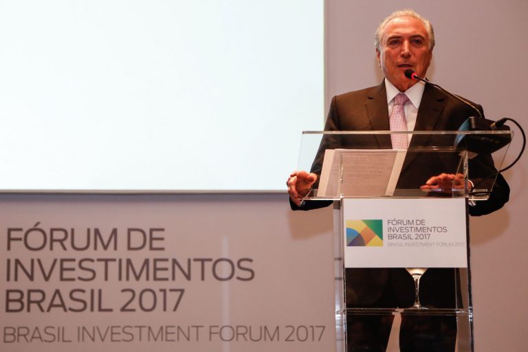 Brazil,President Michel Temer at the opening of investment forum in São Paulo on Monday night,