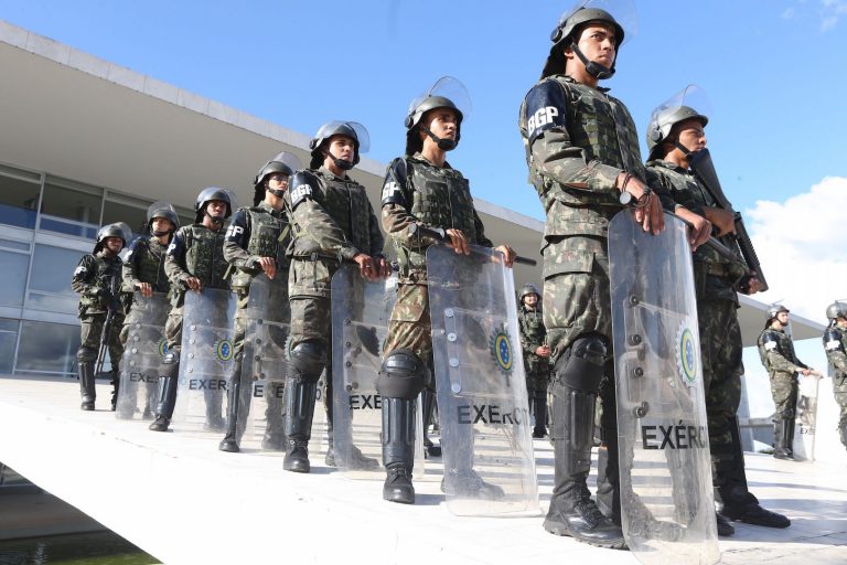 Brazil,Soldiers guard Presidential Palace in Brasilia,