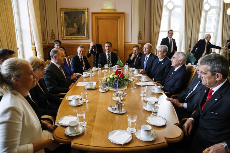 Brazil,President Michel Temer during a meeting with Norwegian Parliament Representatives,