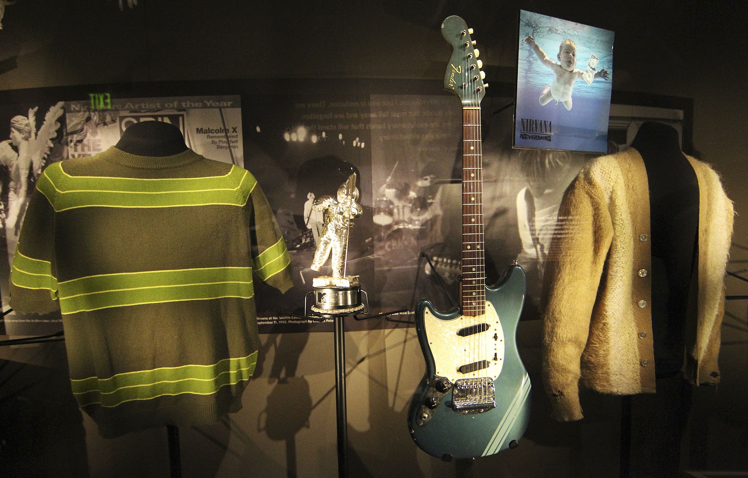 Iconic and rare memorabilia of the late Kurt Cobain are on display at the "Nirvana: Taking Punk to the Masses" exhibit at the Experience Music Project in Seattle