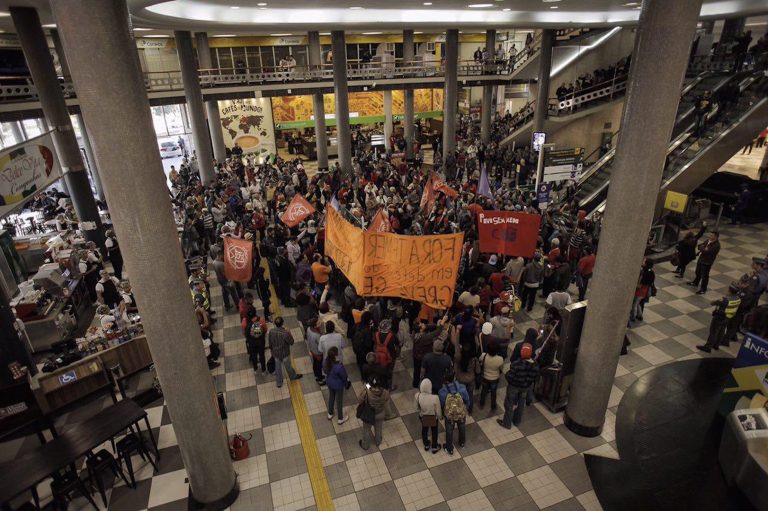 Brazil,Protesters occupy terminal at Congonhas Airport in São Paulo Friday morning,