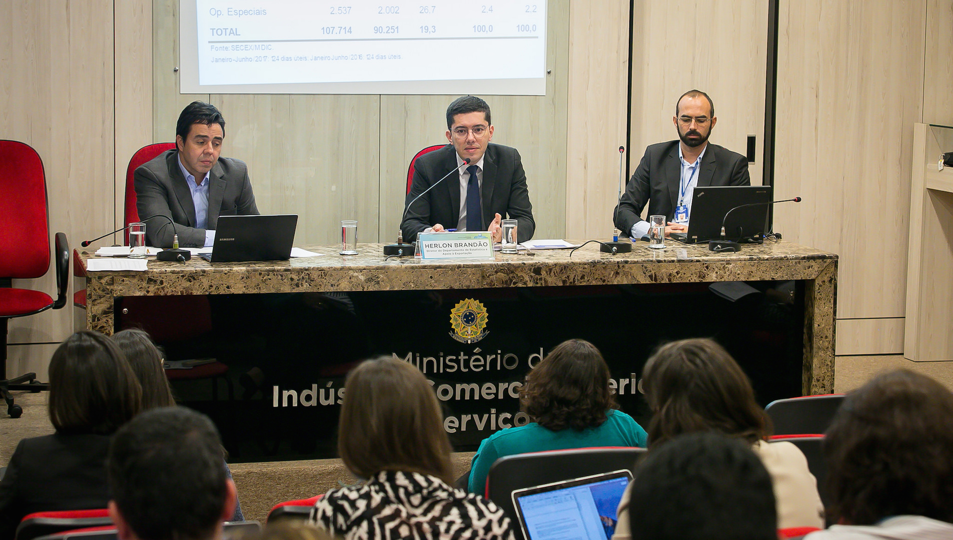 Brazil, Brasilia,Herlon Brandão speaks to reporters about beef imports on Monday