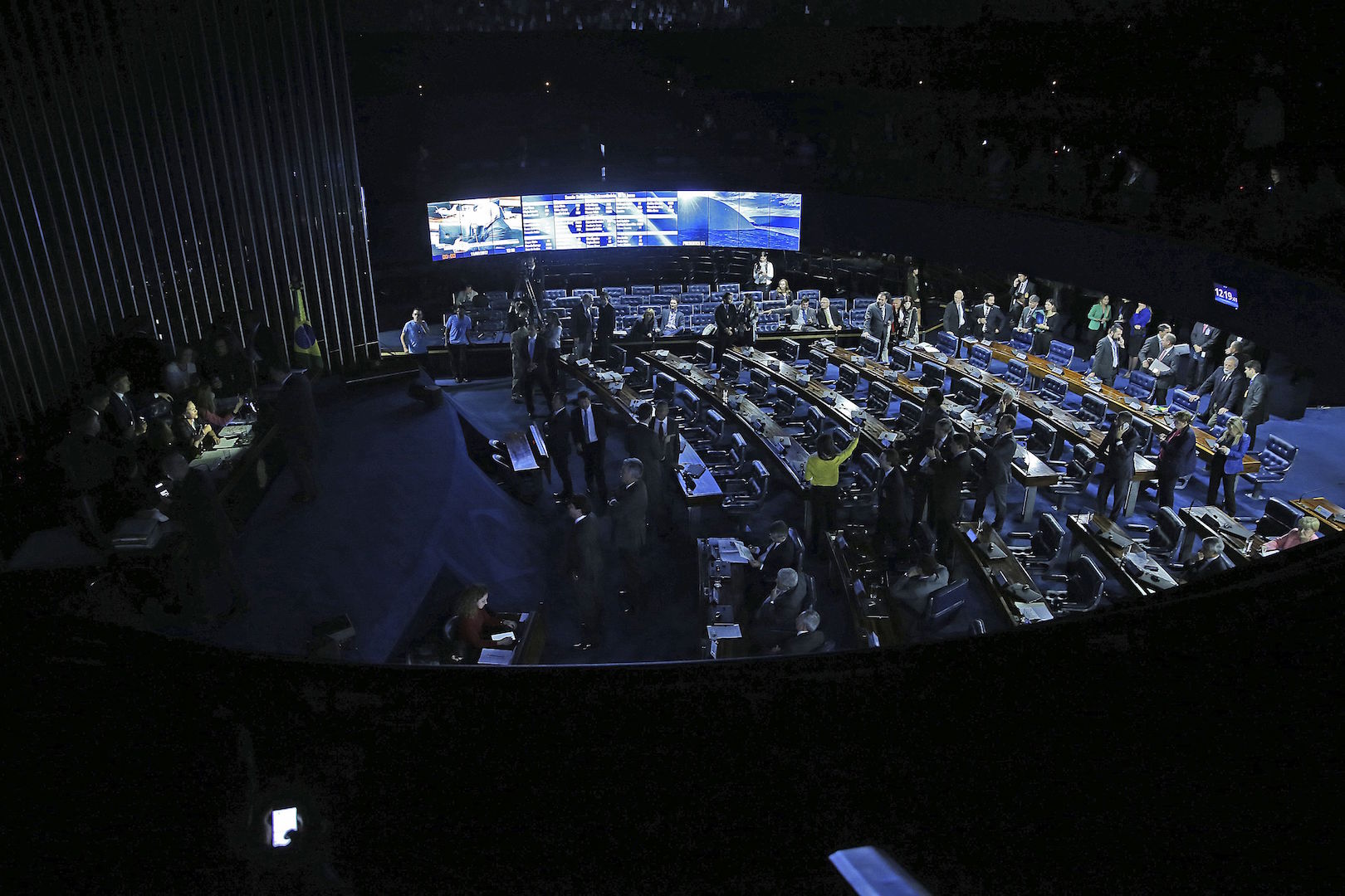 Brazil, Brasilia,Senate plenary was dark for four hours on Tuesday as Senate President tried to regain his chair and resume the session voting on labor reform