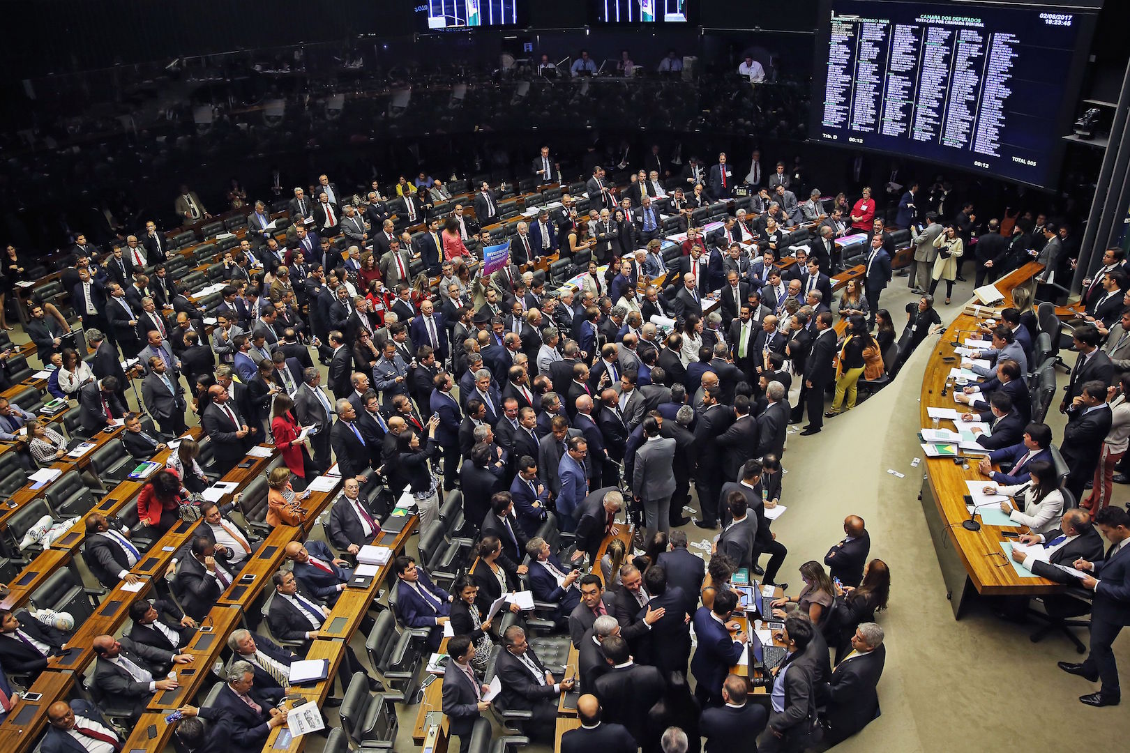 Brazil, Brasilia,Brazil's Chamber of Deputies voted to reject corruption charges against President Temer,