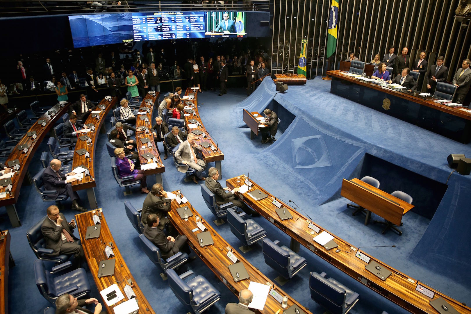 Brazil,Senators voted whether or not to reinstate Aecio Neves during Tuesday's session,