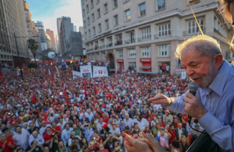 Brazil, Porto Alegre,Former President Lula addresses thousands of supporters in Porto Alegre