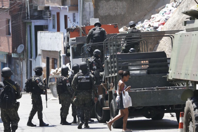 Brazil, Rio de Janeiro,Armed Forces patrol Rio's largest favela community, Rocinha,