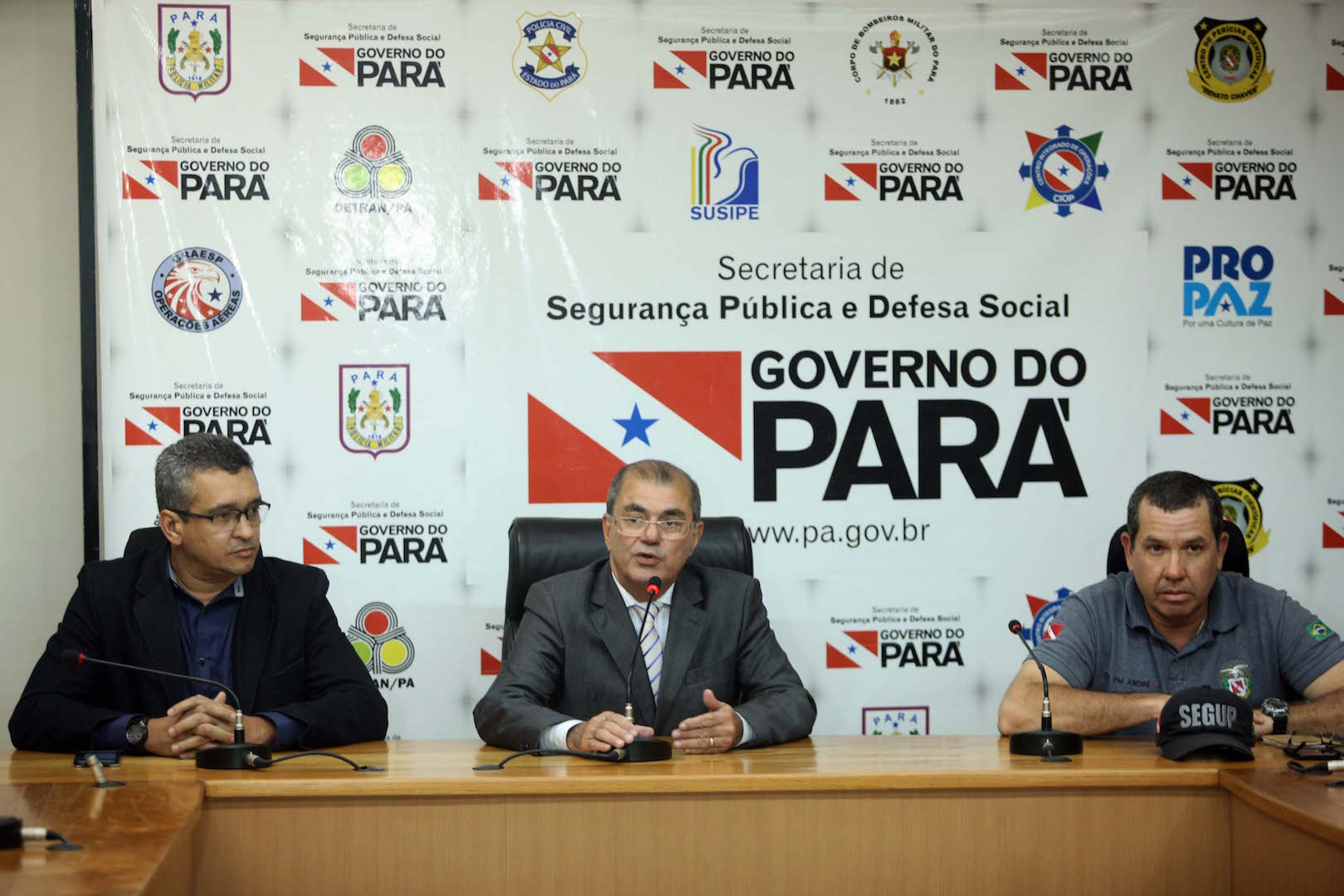Brazil, Pará,Pará state officials during a press conference on Tuesday to announce an attempted mass escape at the CRPP III unit at the Santa Izabel Prison Complex