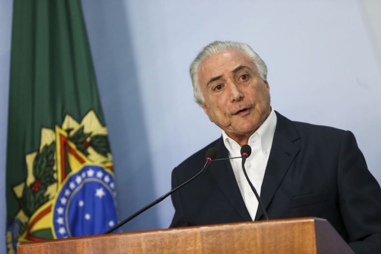 Brazil, Brasilia,Brazil's President, Michel Temer, announces reduction in diesel oil prices to end truckers strike